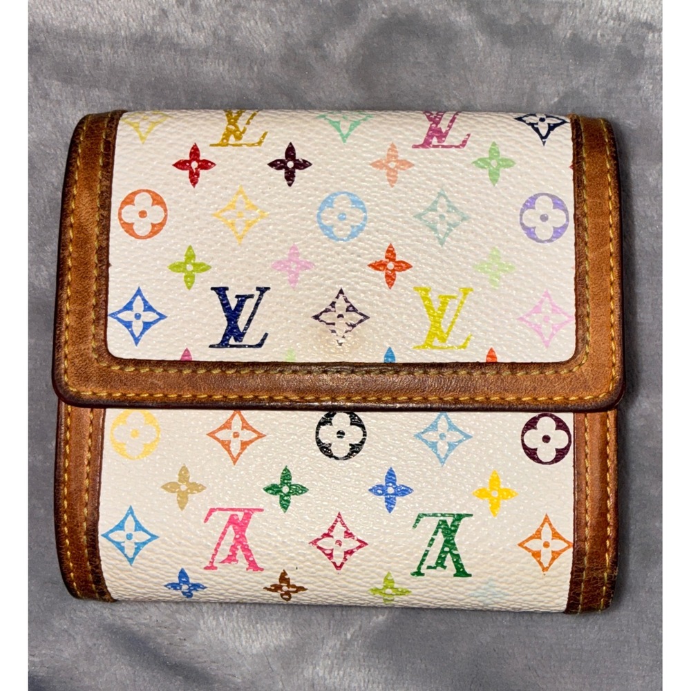 Louis Vuitton Multicolore Monogram Portefeuille Elise Wallet‎ White Murakami Y2K - Picture 2 of 16